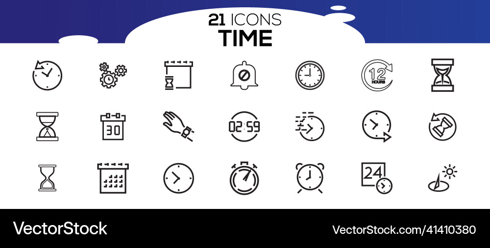Simple set of time related line icons vector image