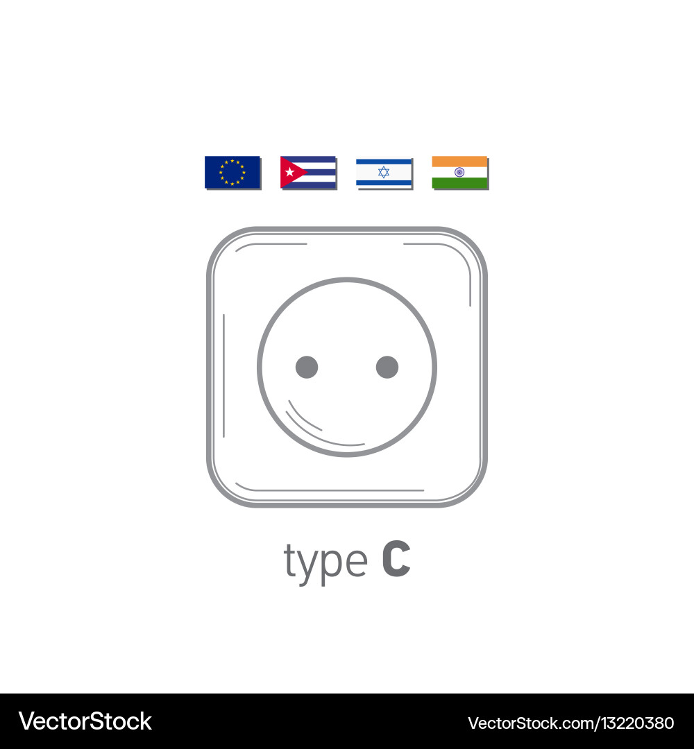 Sockets icon type c ac power realistic Vector Image
