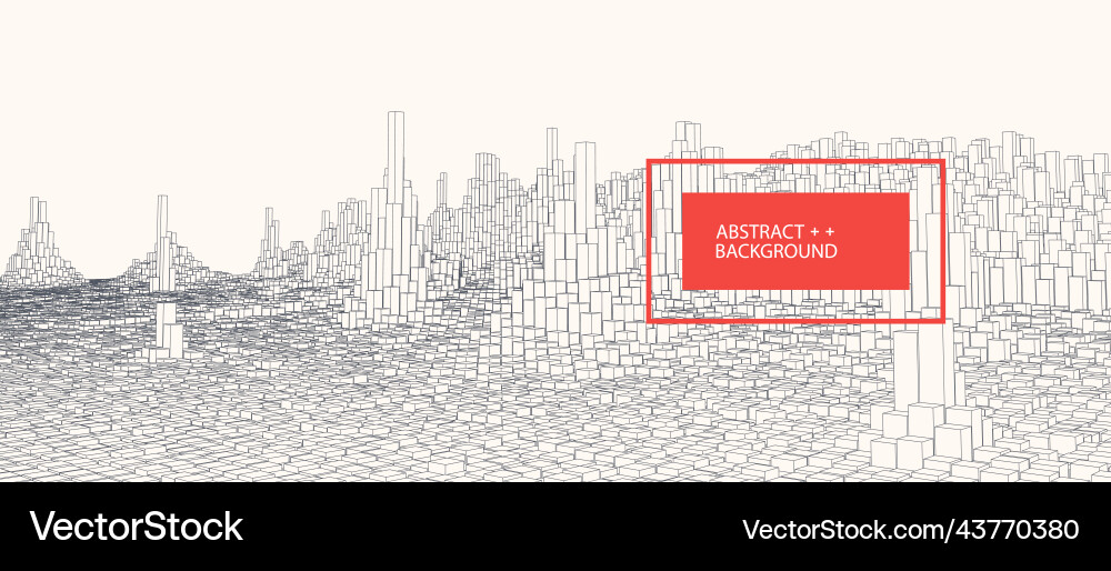 Square pattern wireframe landscape background Square pattern wireframe landscape background vector image