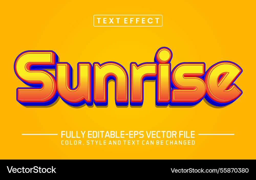 Sunrise font text effect editable vector image