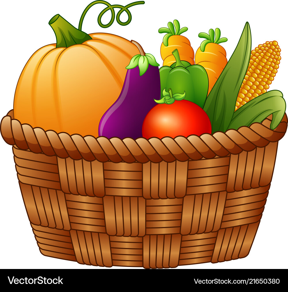 Vegetables in the basket – Royalty-Free Vector | VectorStock, image size:1000x1015