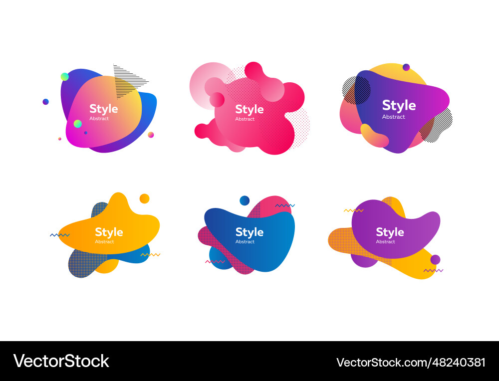 Bright multi layer irregular shapes set Bright multi layer irregular shapes set vector image