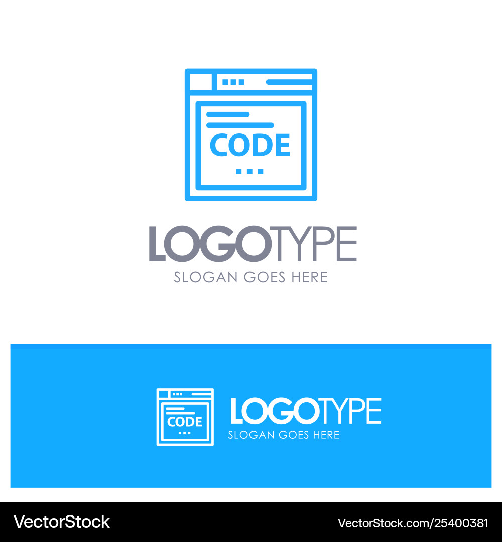 Browser internet code coding blue logo line style Browser internet code coding blue logo line style Vector Image