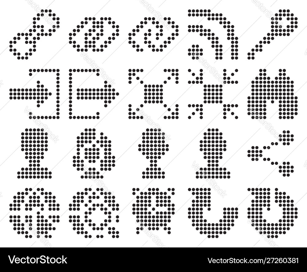 Collection dotted icons user interface set 4 vector image