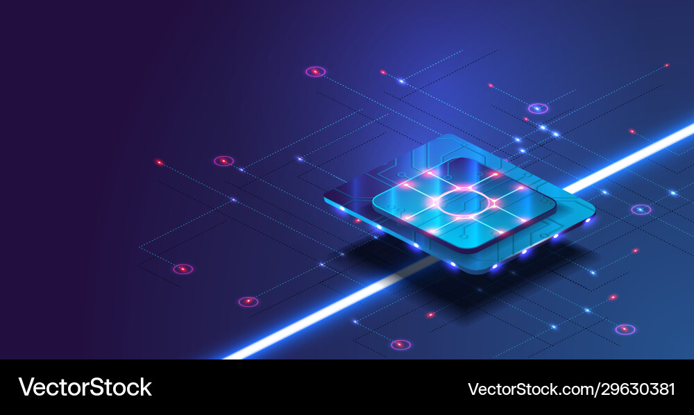 Futuristic Microchip Technology vector image