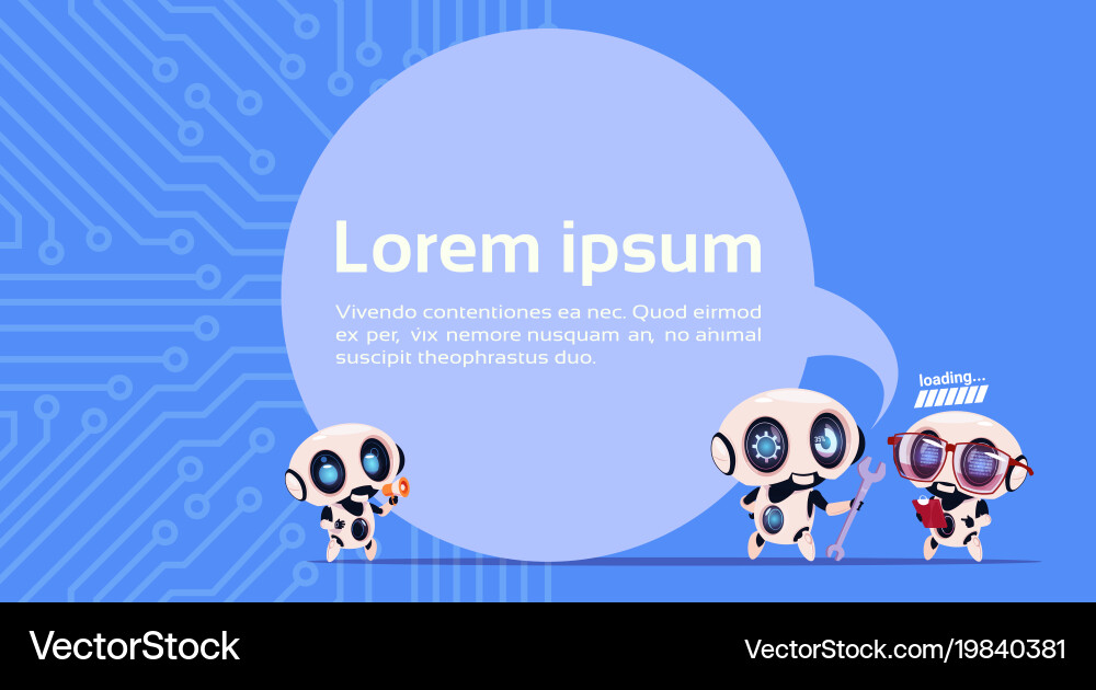 Group of modern robots chatter bot or chatbot Vector Image