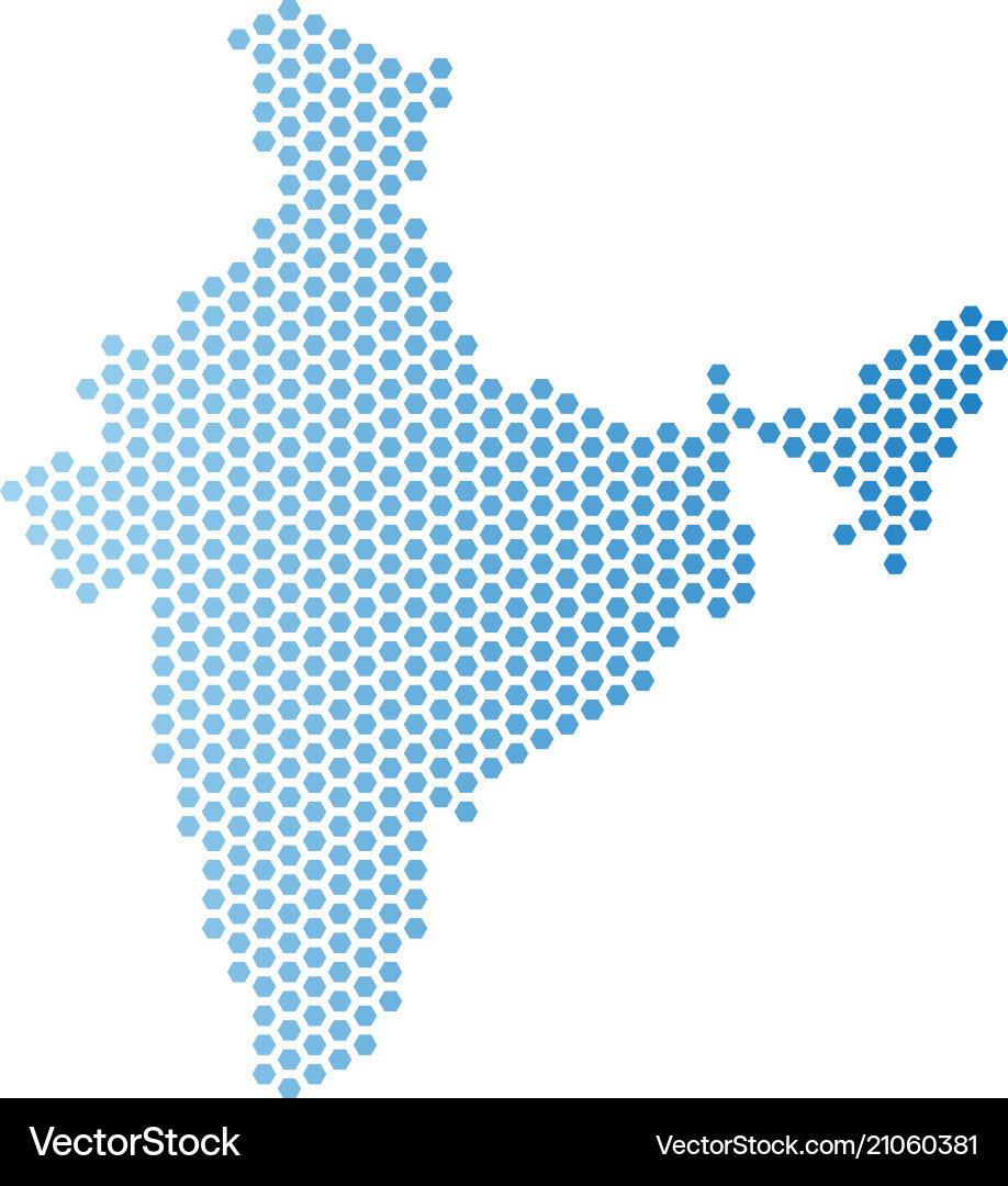 India map hexagonal abstraction vector image