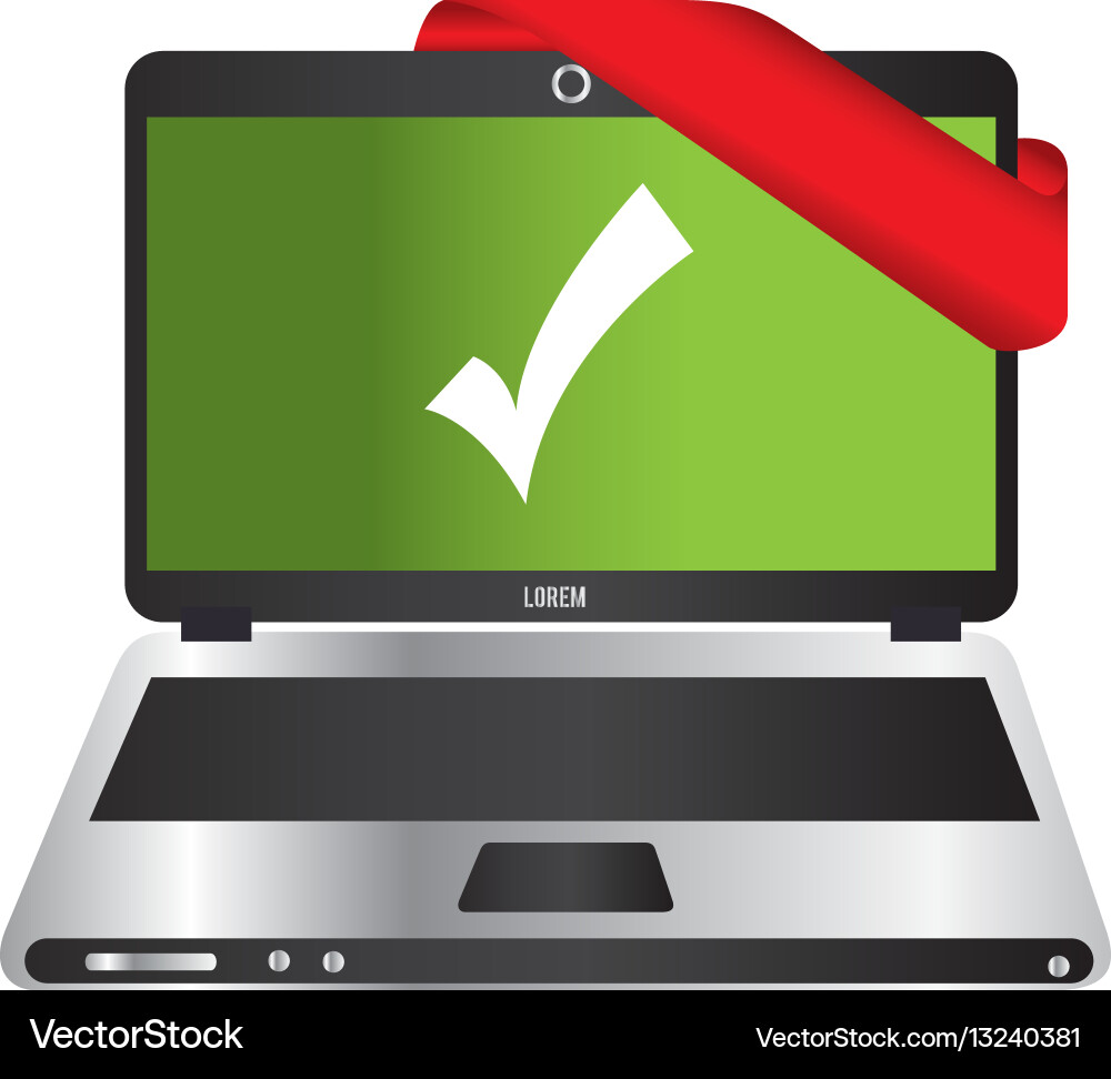 Laptop computer with security symbol vector image