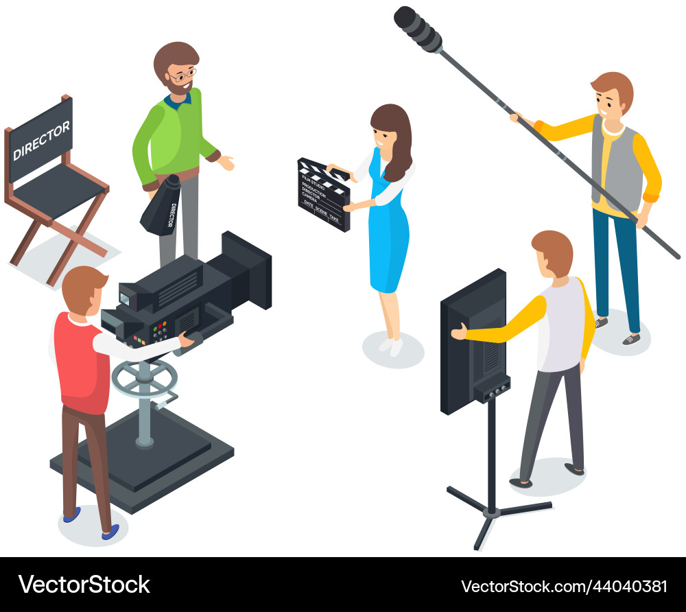 Process of filming in pavilion work on making Vector Image