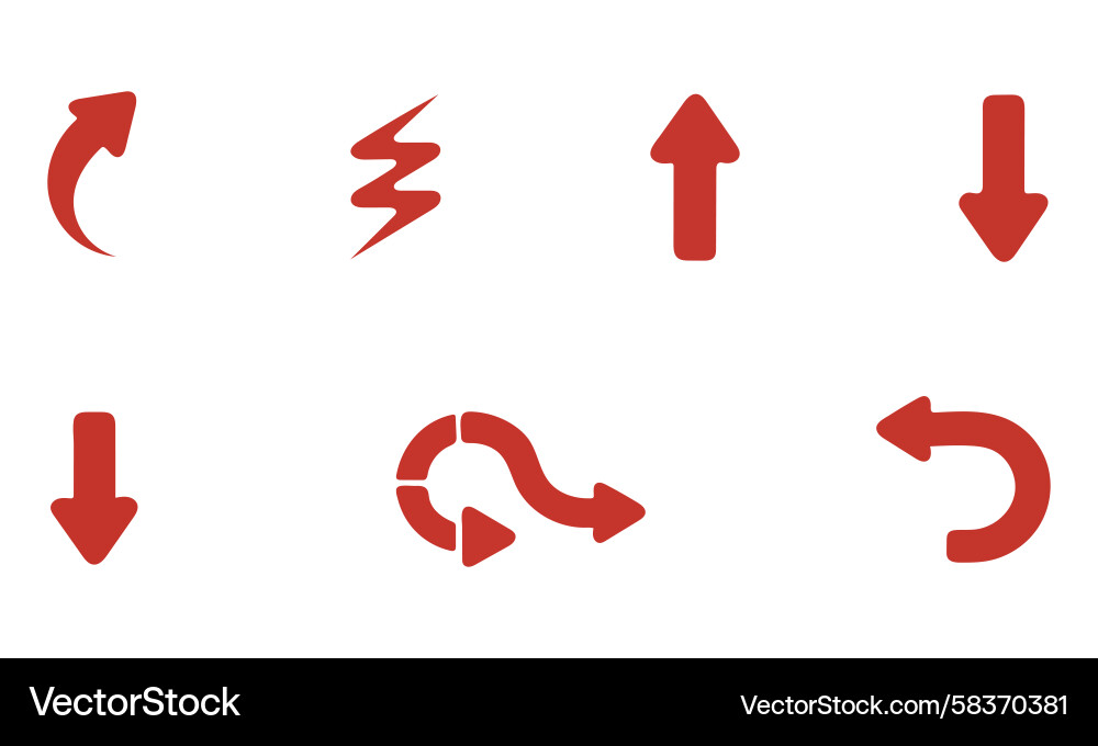 Red Curve Arrow Icon Set Vector Image