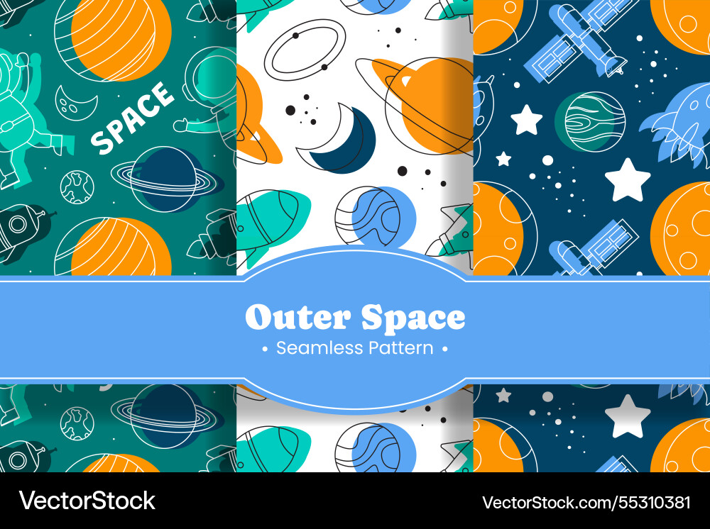 Seamless pattern of outer space exploration Seamless pattern of outer space exploration Vector Image