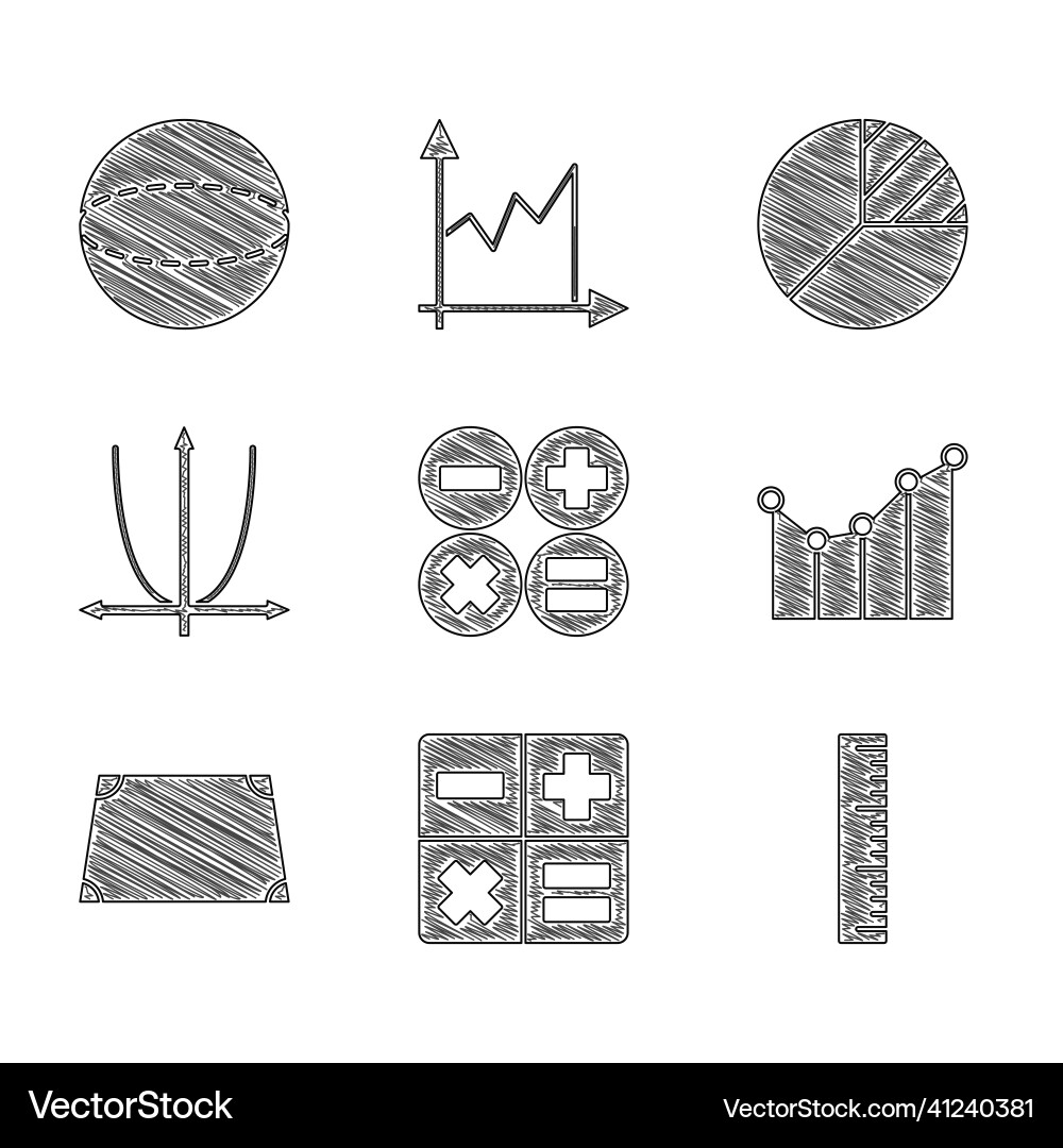 Set calculator ruler graph schedule chart Set calculator ruler graph schedule chart vector image