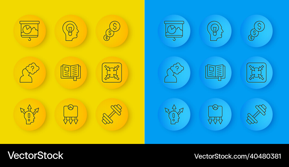 Set line project team base head with question Set line project team base head with question vector image