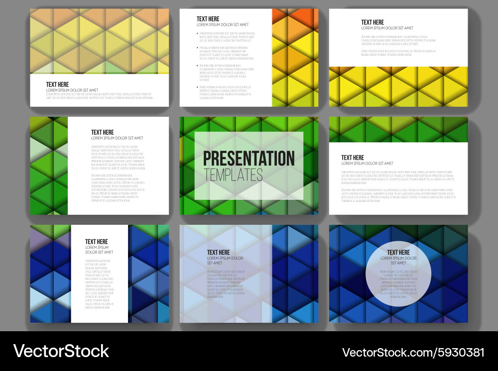 Set of 9 templates for presentation slides Vector Image