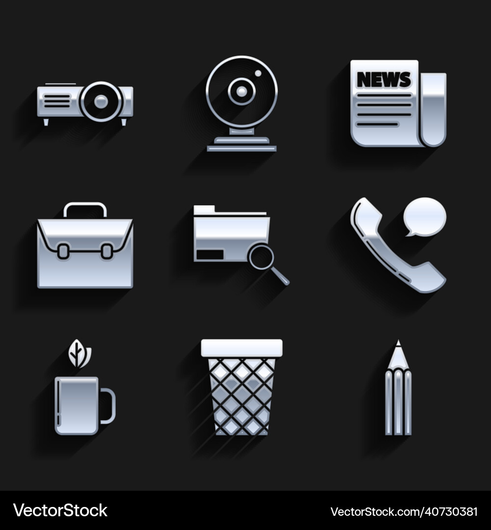 Set search concept with folder trash can pencil Set search concept with folder trash can pencil vector image