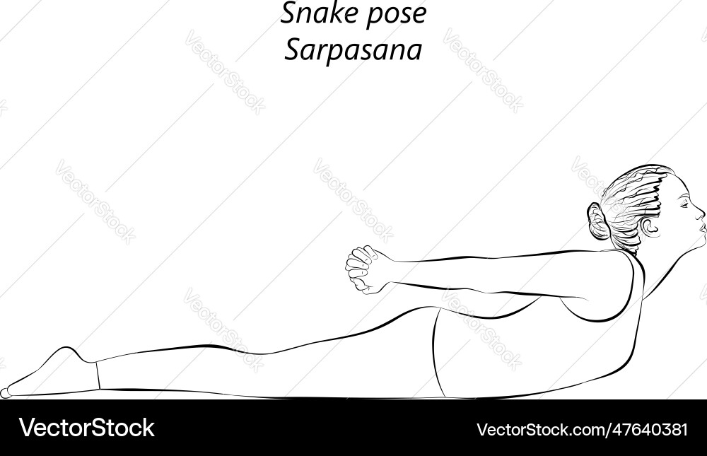 Sketch of snake pose sarpasana Sketch of snake pose sarpasana vektorbild