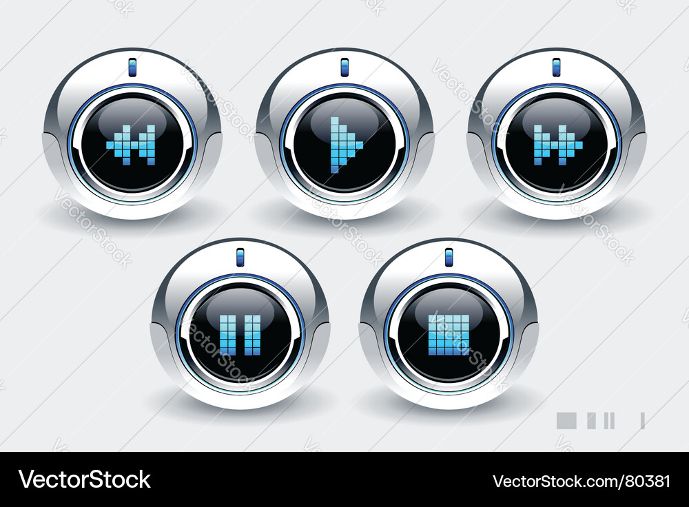 Tech Buttons with Music Icons Vector Image