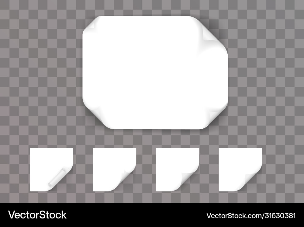 White paper page curl transparent template White paper page curl transparent template vector image