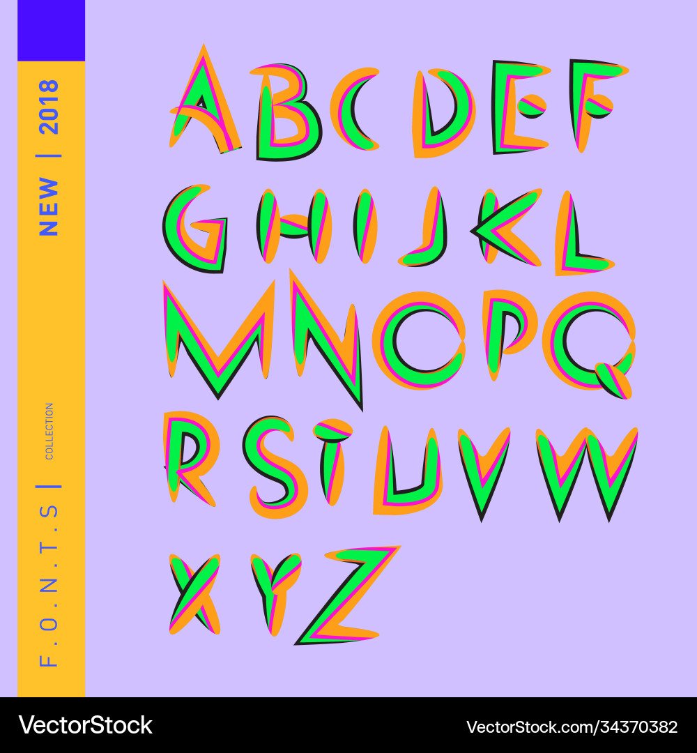 Abstract colorful font and alphabet Vector Image