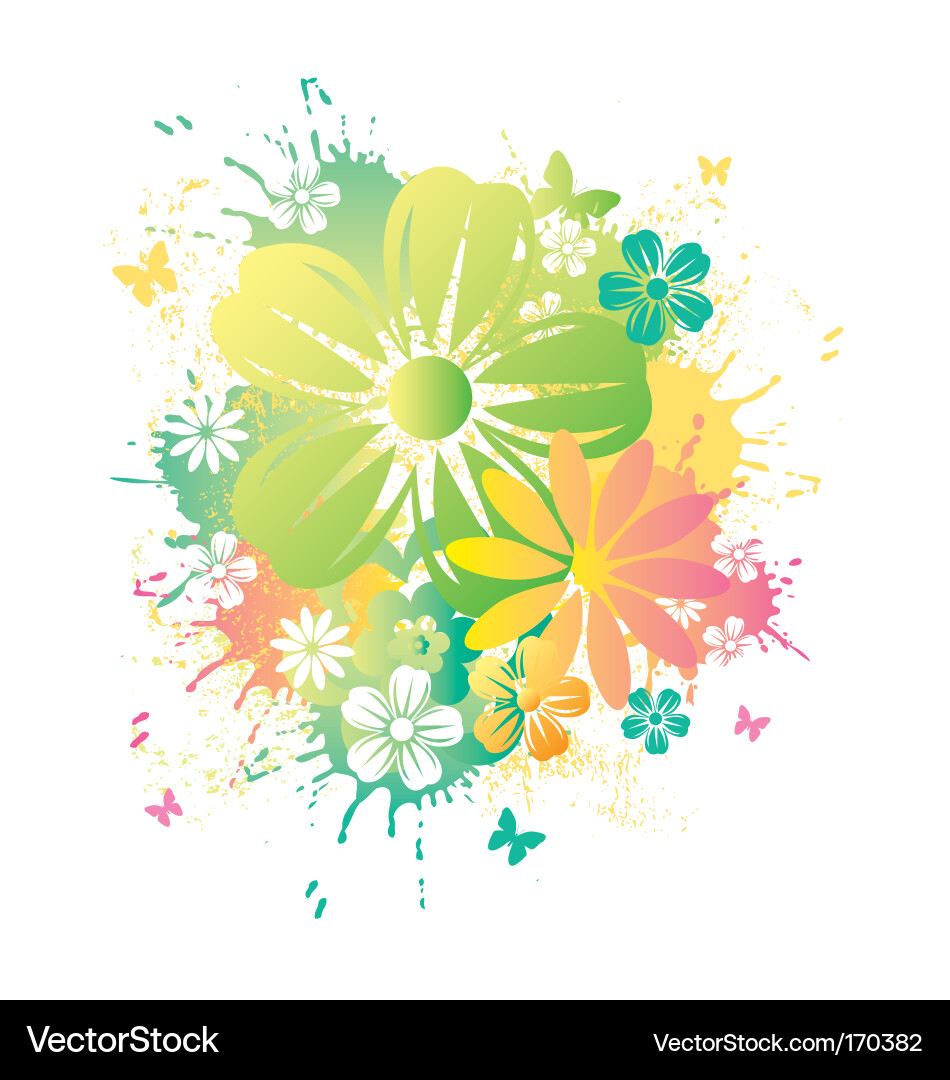 Aquarell Floral Splatter vektorbild