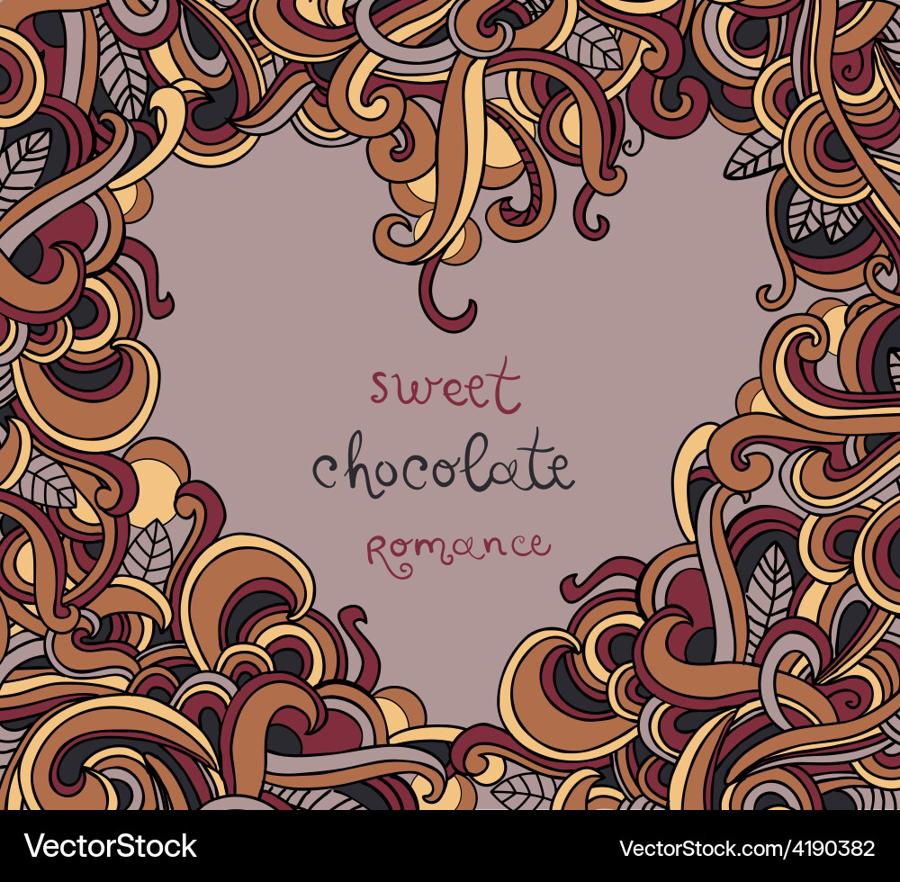 Background with abstract heart frame curls vector image