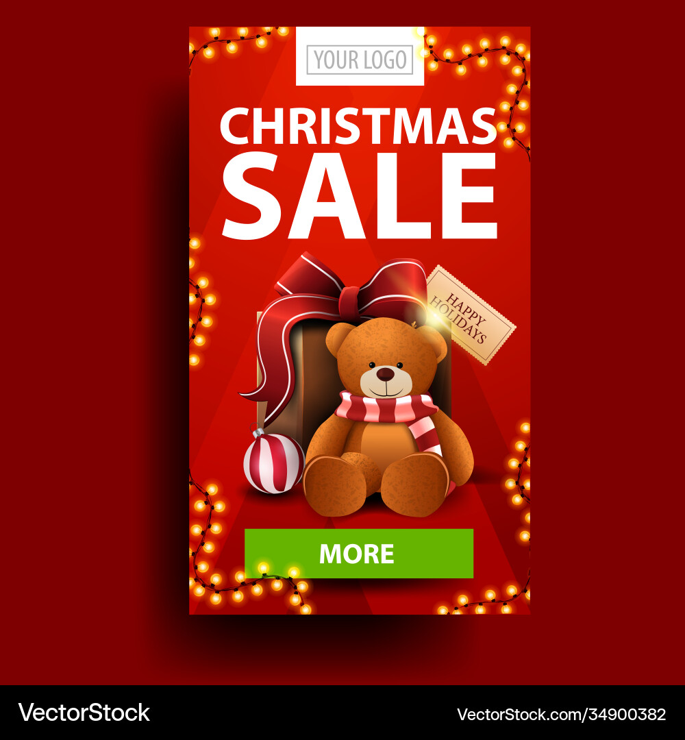 Christmas sale red vertical discount banner Christmas sale red vertical discount banner vector image