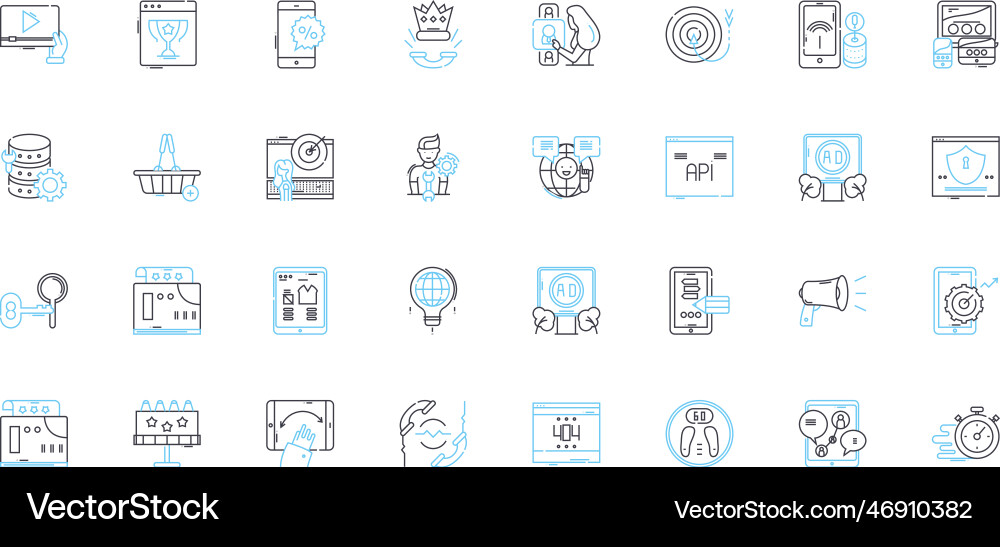 Cloud computing linear icons set scalability Cloud computing linear icons set scalability vector image