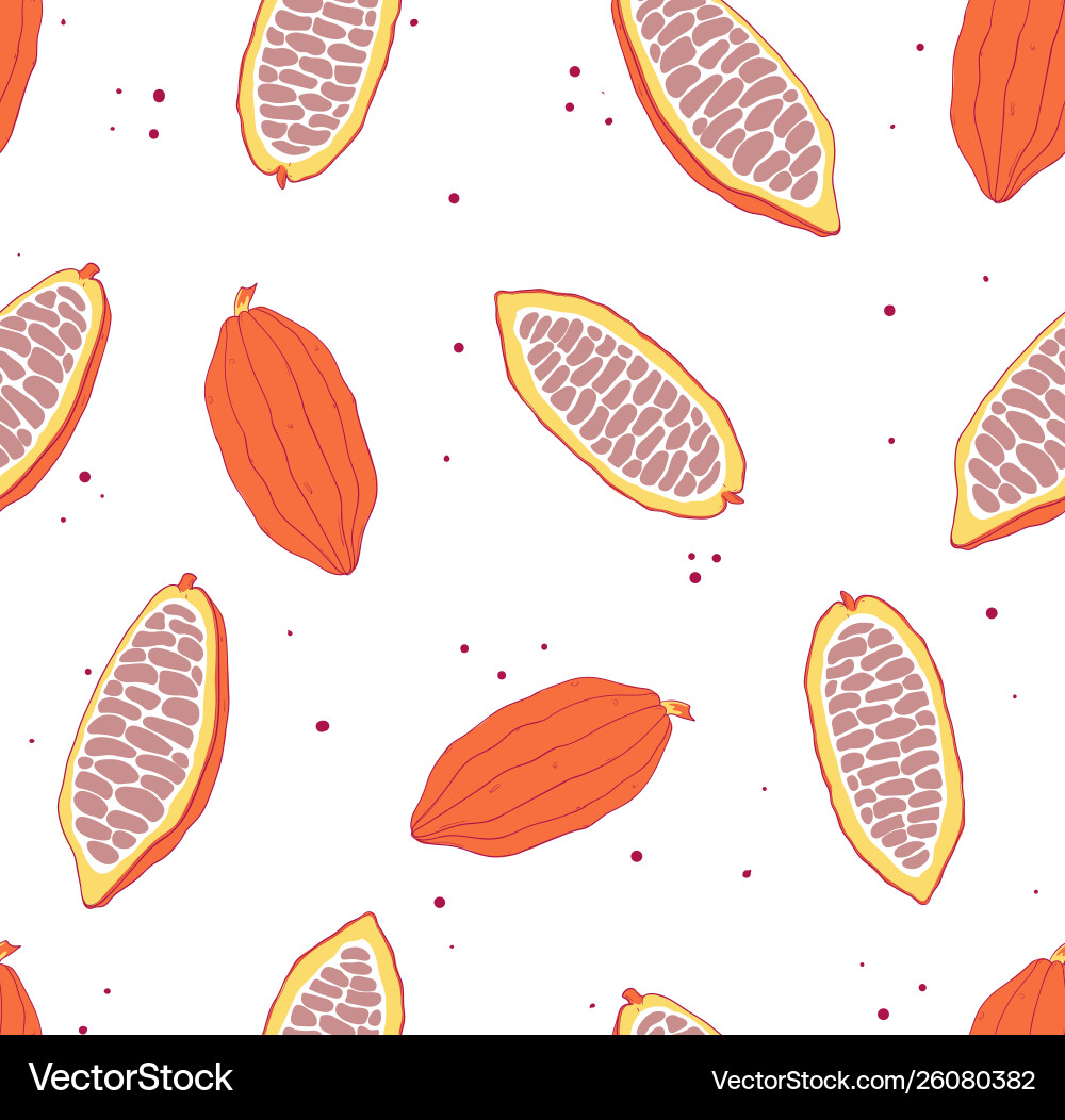 Cocoa seamless pattern tropical background Cocoa seamless pattern tropical background vector image