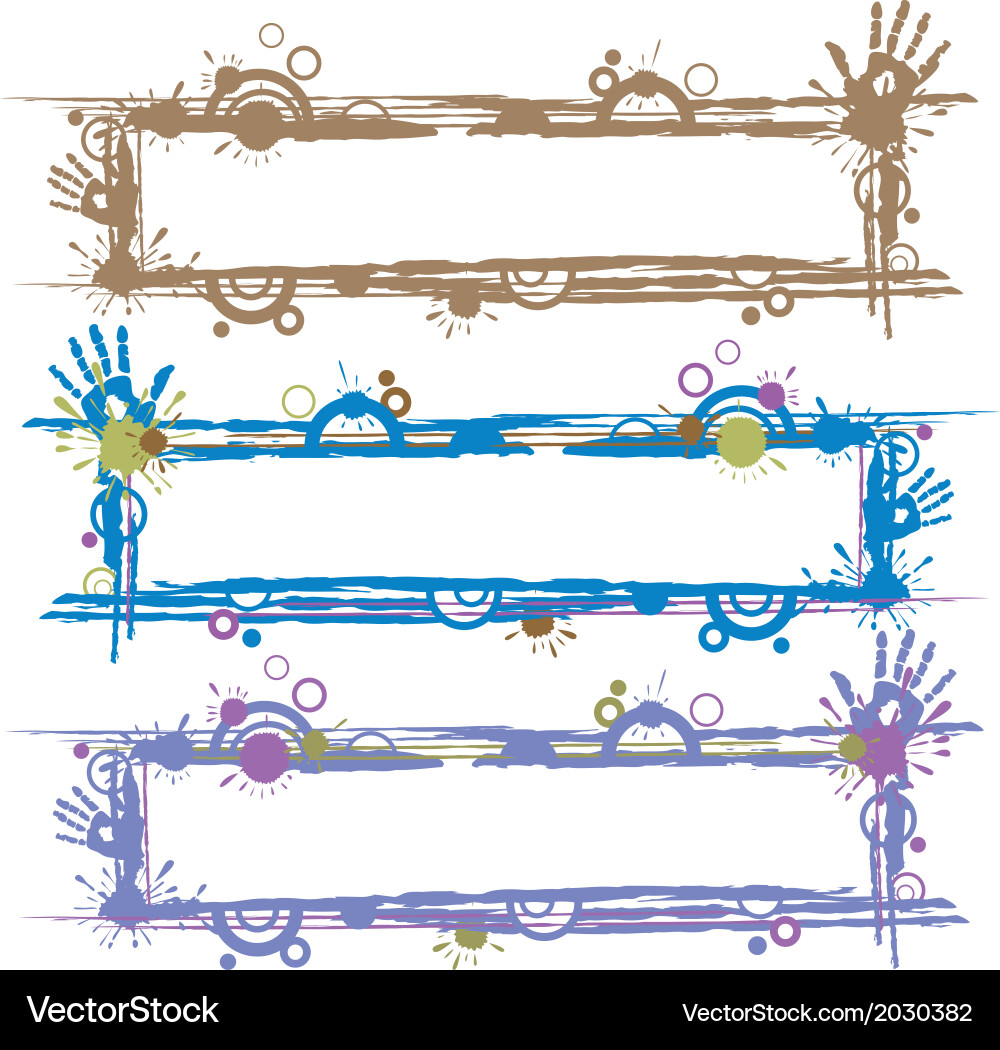 Colored abstract frames with paint and blots Vector Image