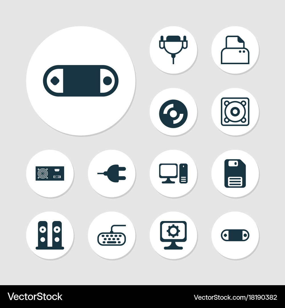 Computer icons set collection of file scanner vector image