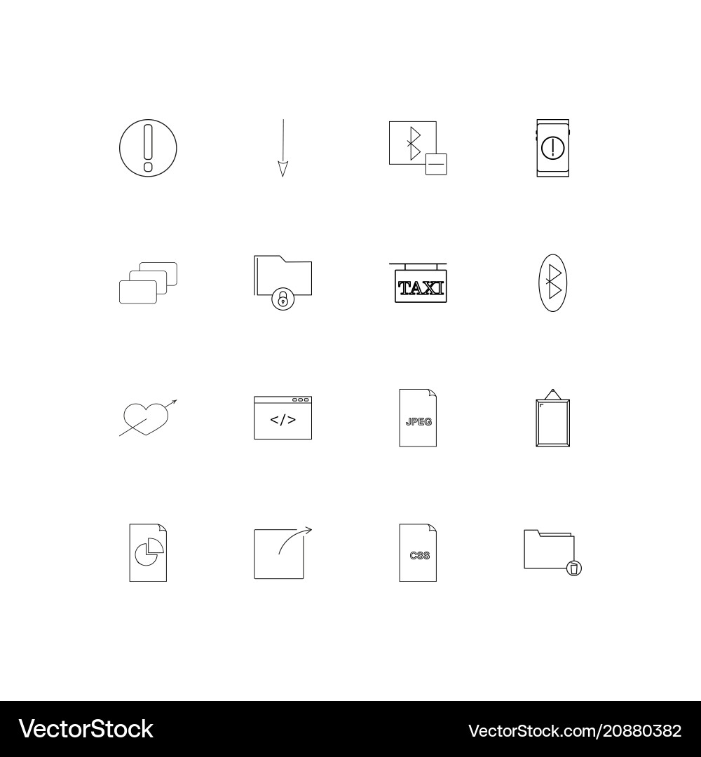Files and folders sign linear thin icons set vector image