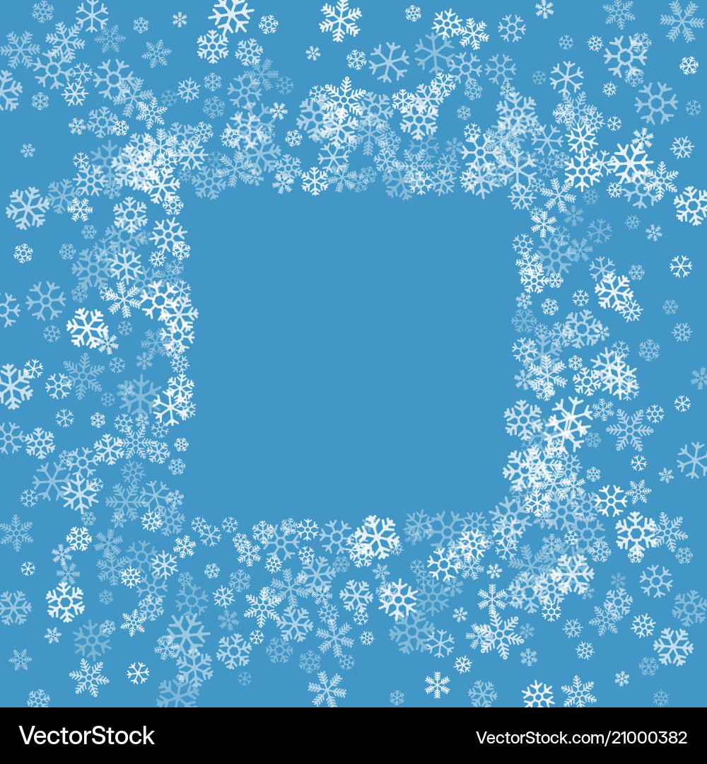 Frame or border of random scatter snowflakes Vector Image