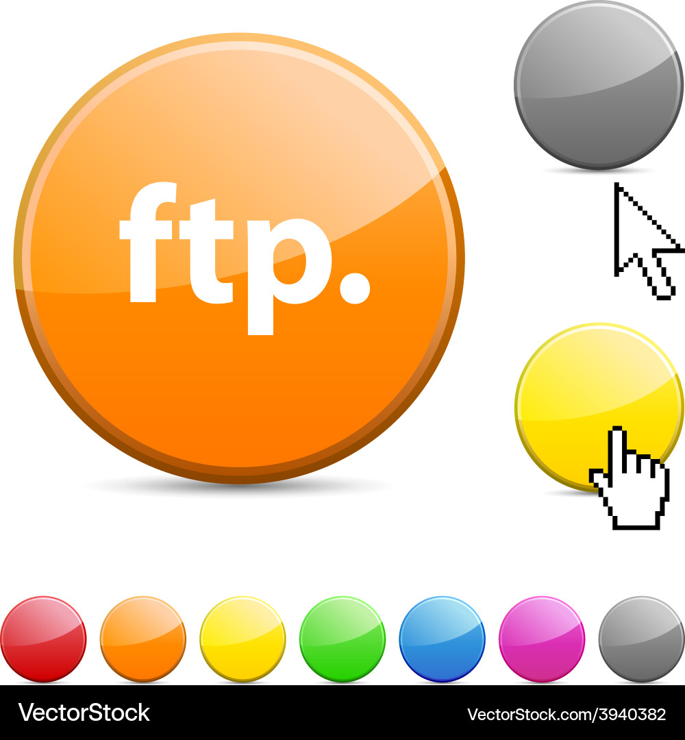 Ftp glossy button Vector Image