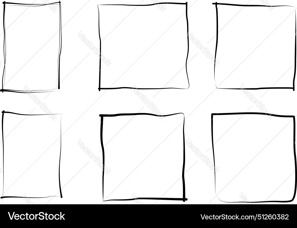 Hand drawn frame square double thin line Hand drawn frame square double thin line Vector Image