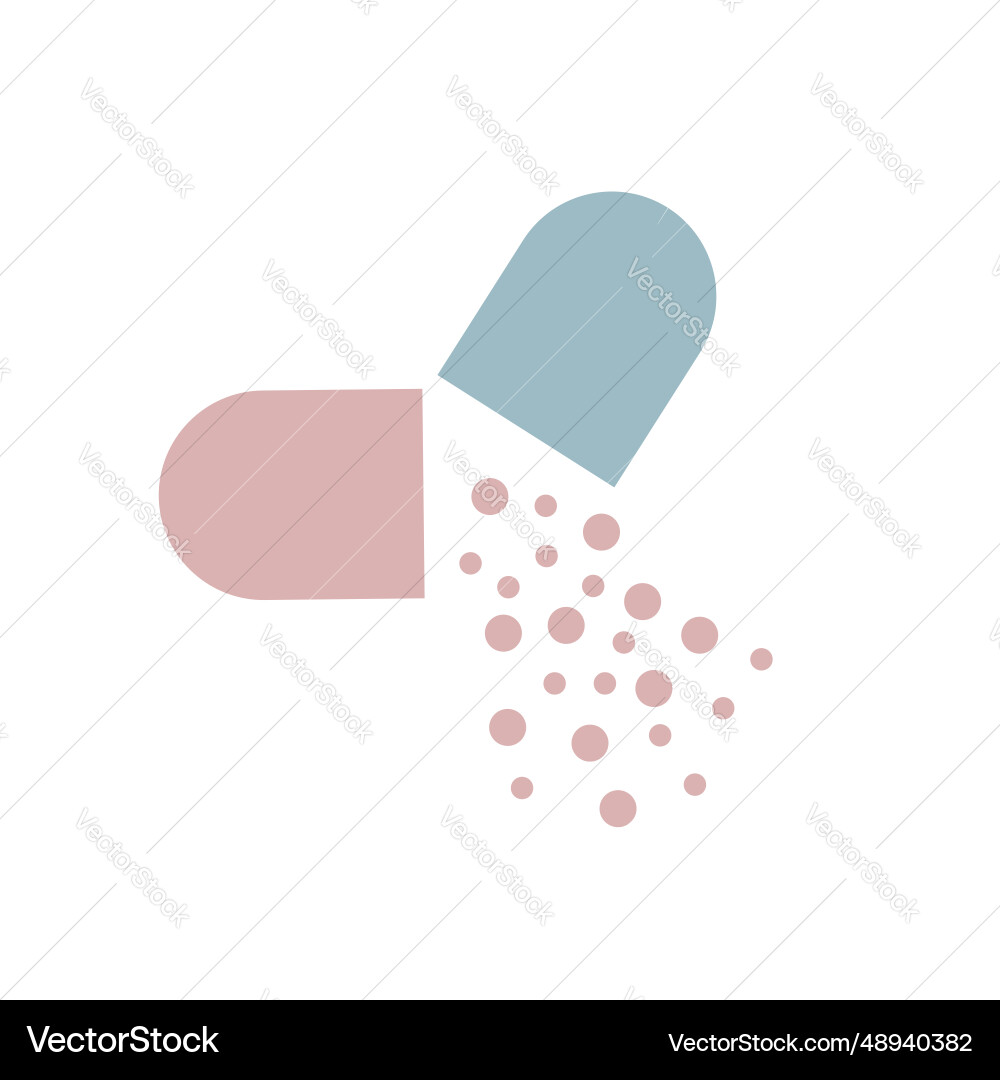 Isolated opened capsule with falling balls Vector Image