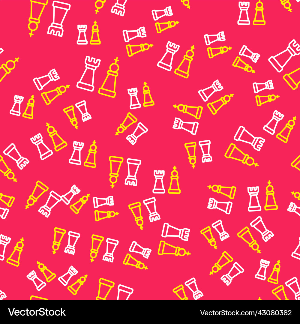 Line chess icon isolated seamless pattern on red Line chess icon isolated seamless pattern on red Vector Image