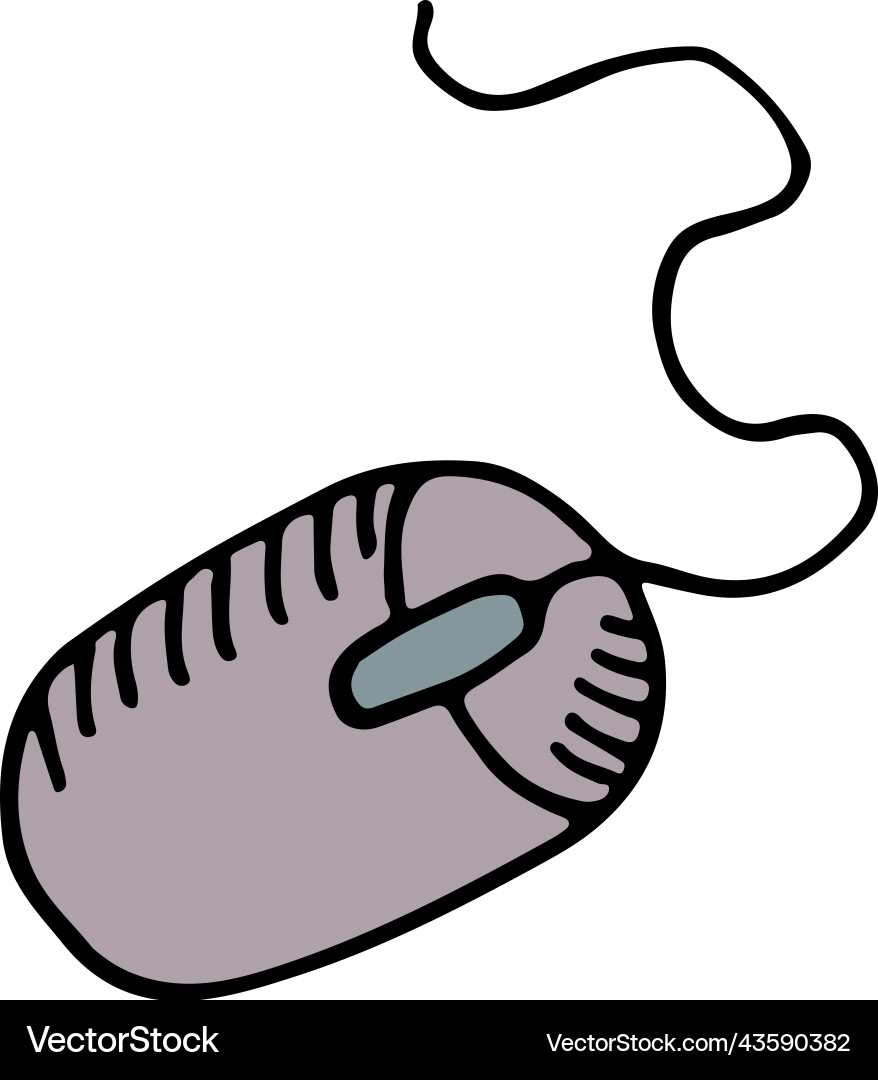 Mouse doodle computer control device color icon vector image