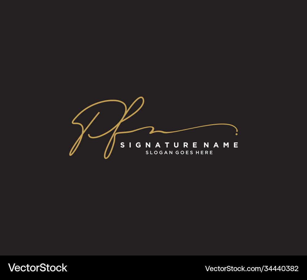 PF Signature Logo - Elegant Script Vector Image