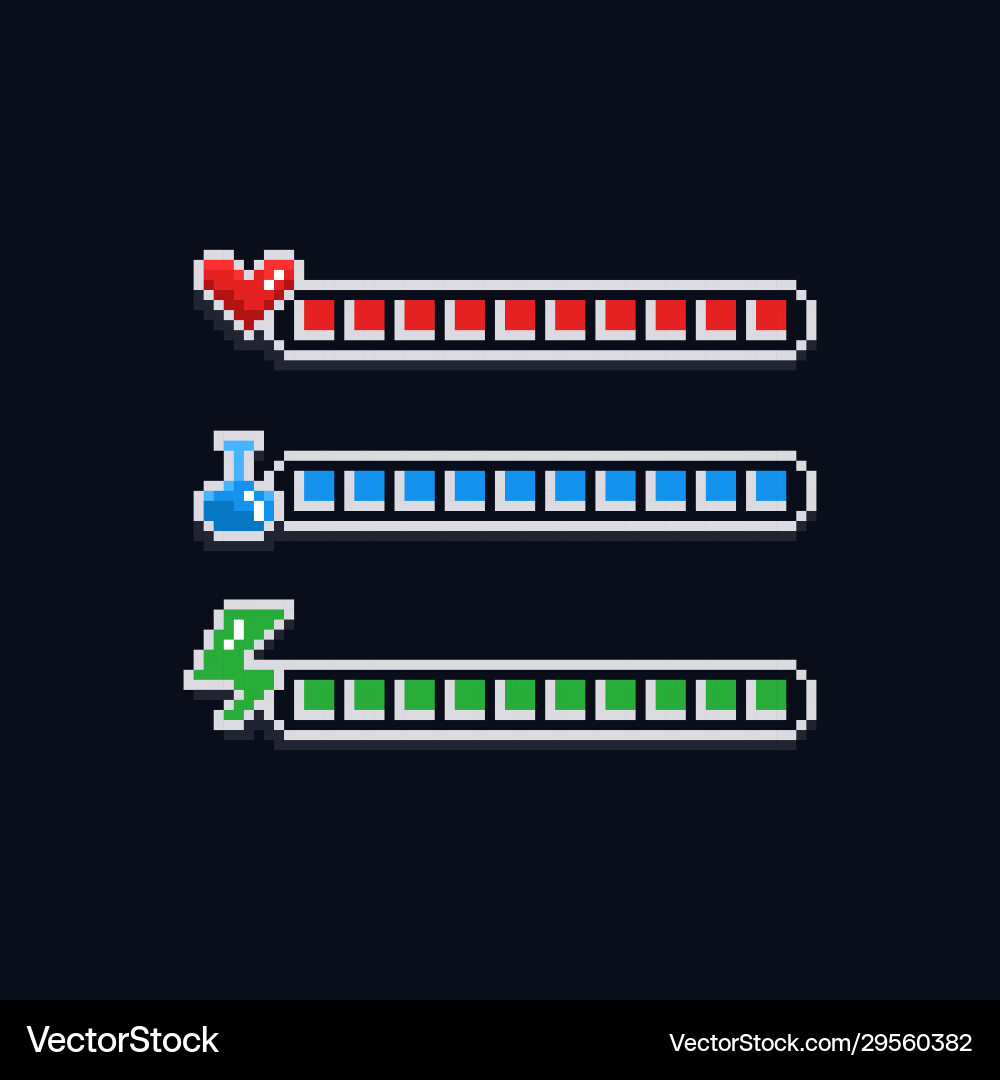 Pixel Game UI Elements vector image