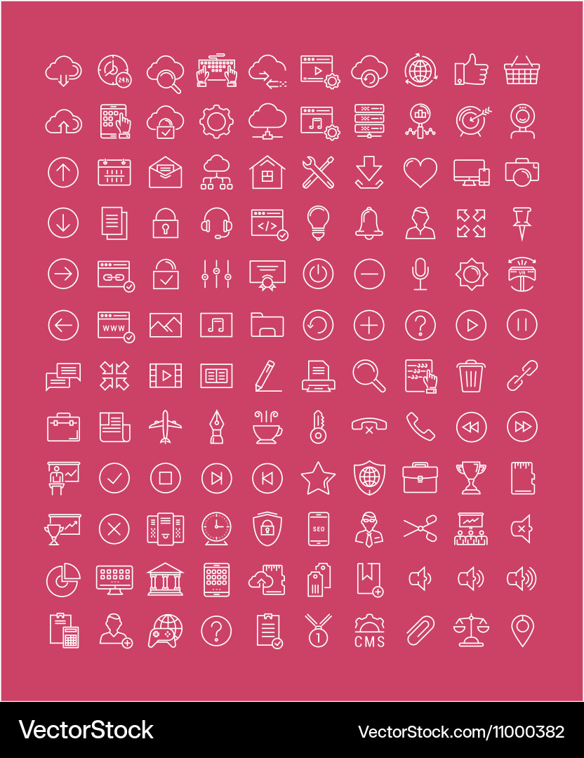 Set flat line icons seo and web design vector image