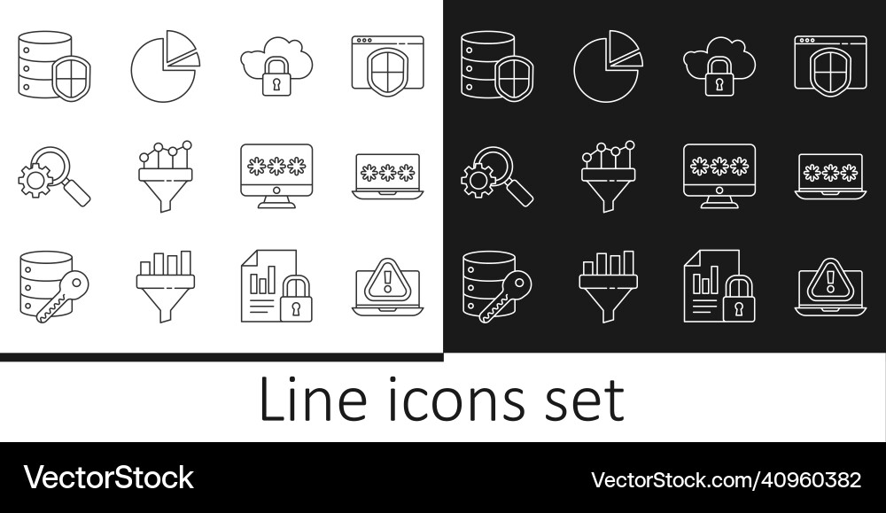Set line laptop with exclamation mark password Set line laptop with exclamation mark password vector image