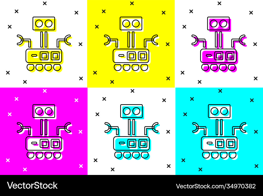 Set robot icon isolated on color background Vector Image