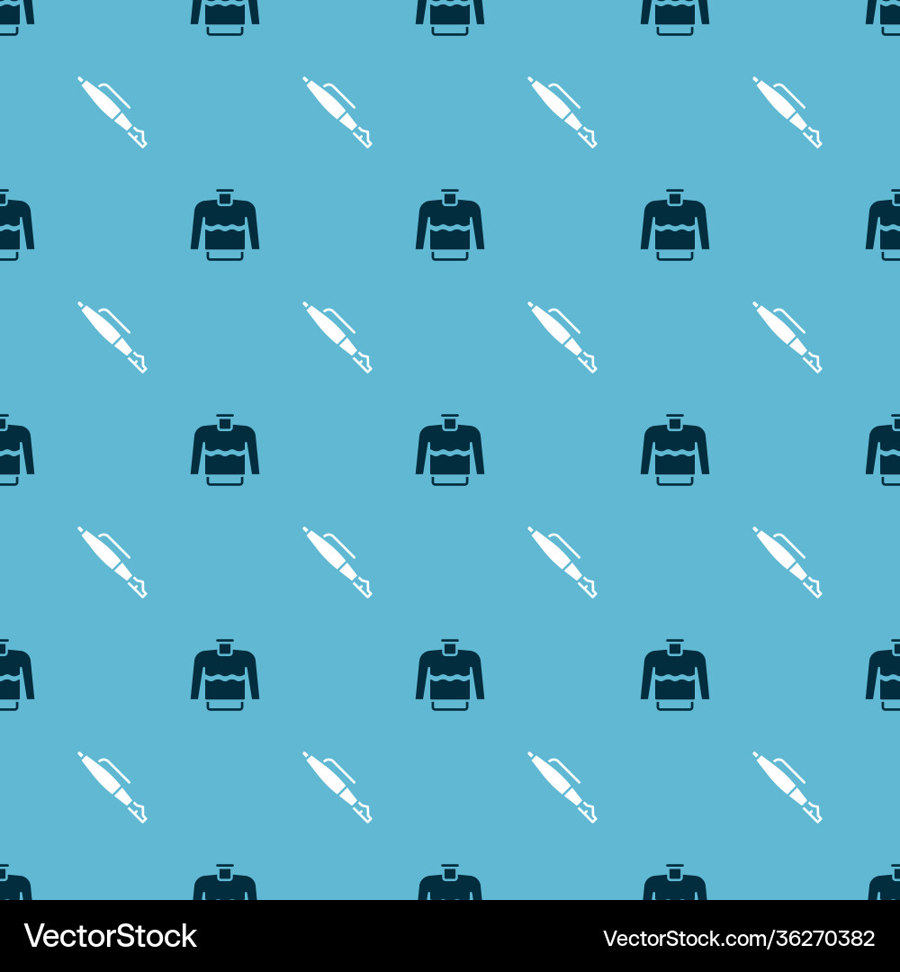 Set sweater and fountain pen nib on seamless Vector Image