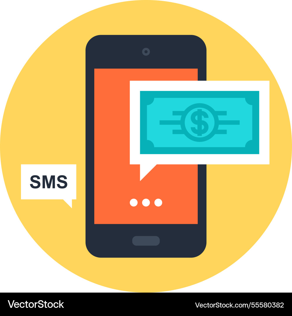 Sms transactions flat web icon Vector Image