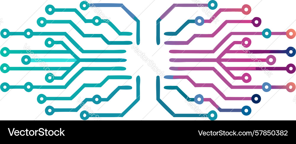 Symmetrical circuit board dual processor design Vector Image