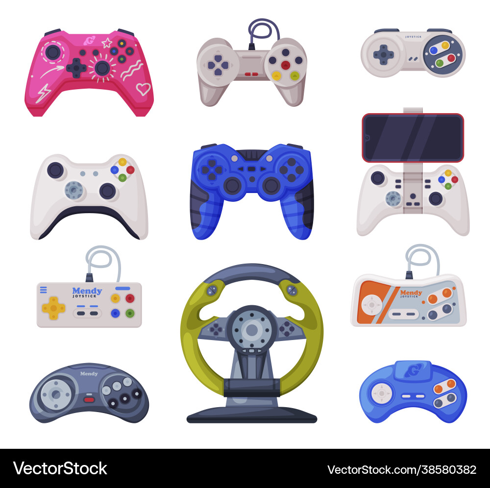 Video game controllers set console modern Vector Image