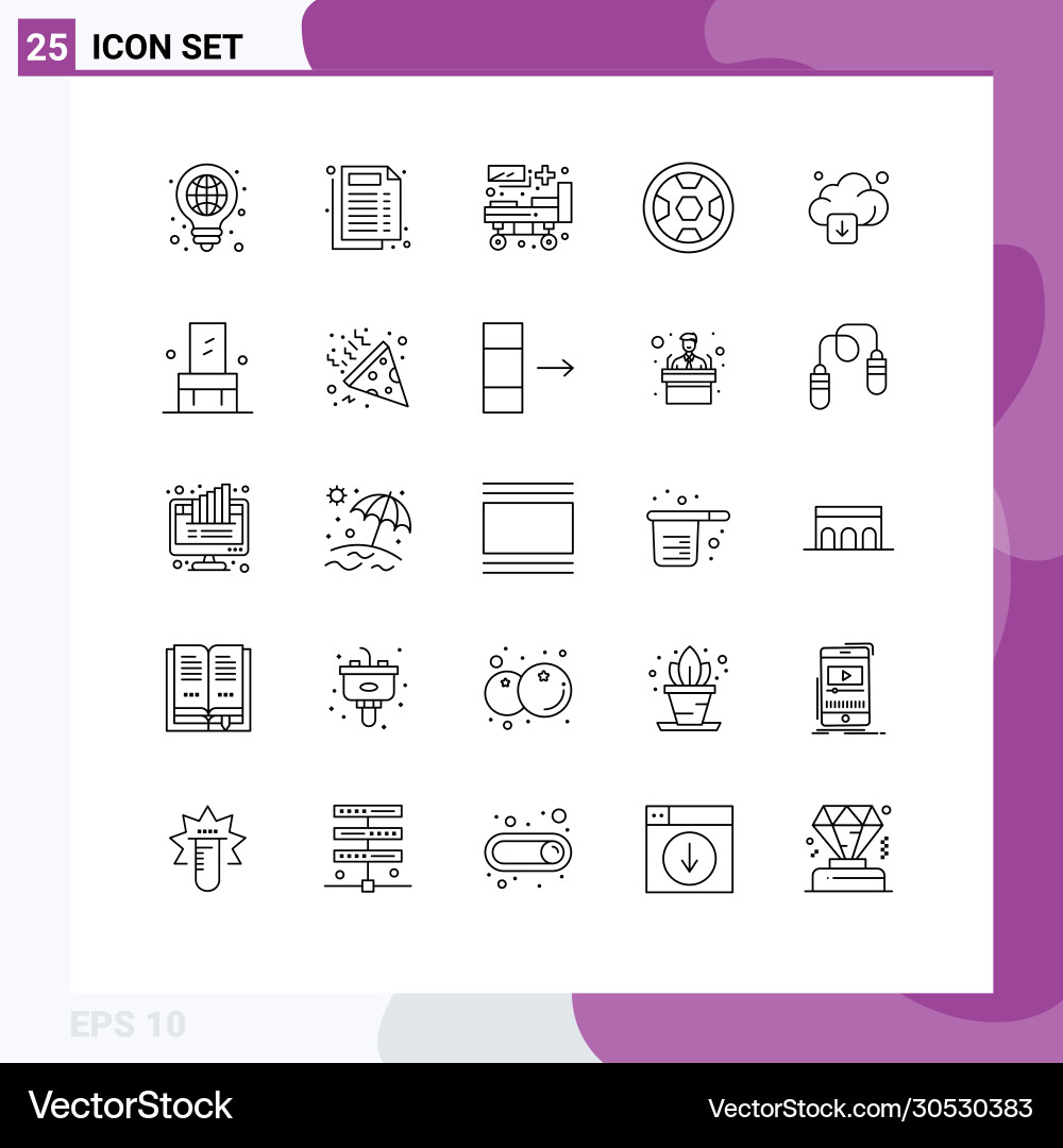 25 universal lines set for web and mobile vector image