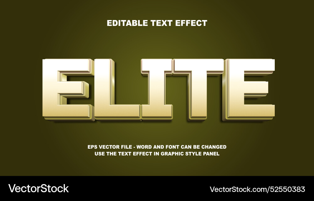 3D Text Effect - Elite Font Vector Image