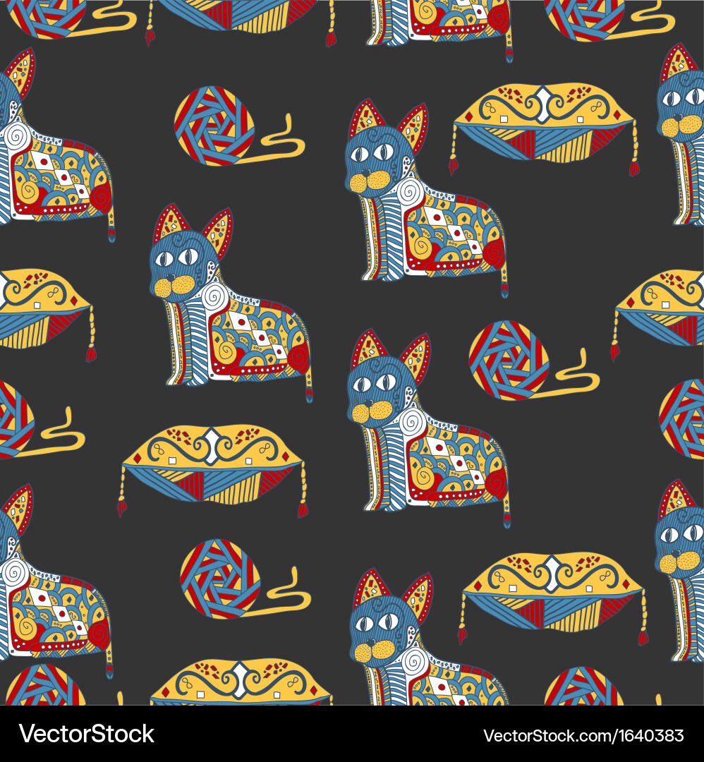 Abstract seamless pattern with cats vector image