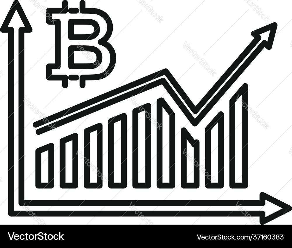 Bitcoin graph chart icon outline style vector image